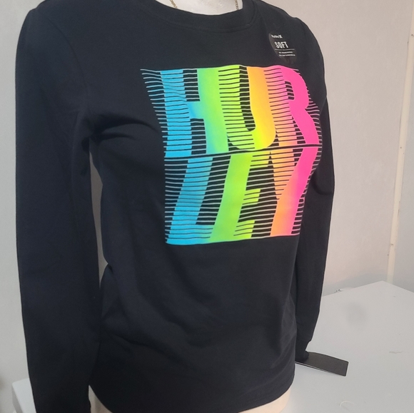 Hurley Black Long Sleeve with Neon Colors- Unisex - Picture 4 of 8